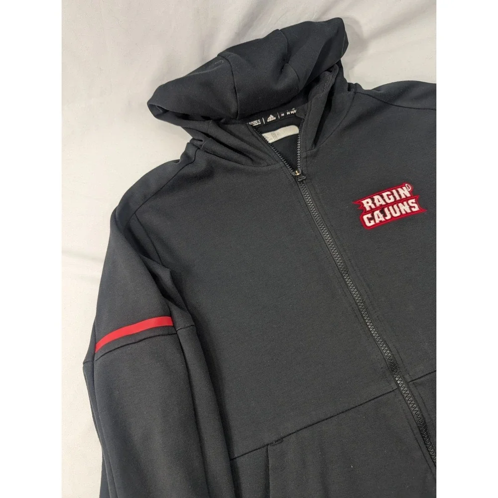 Louisiana Ragin' Cajuns Hoodie Zip Black NCAA Basketball Adidas Sweatshirt Med